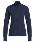 Navy blue ribbed long-sleeve top on a white background